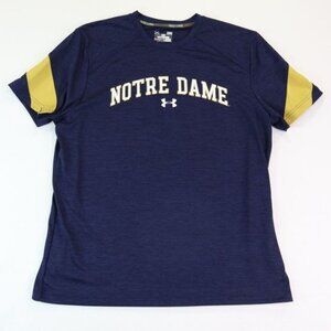Notre Dame Under Armour Shirt Mens Large Blue HeatGear Loose Fit Performance